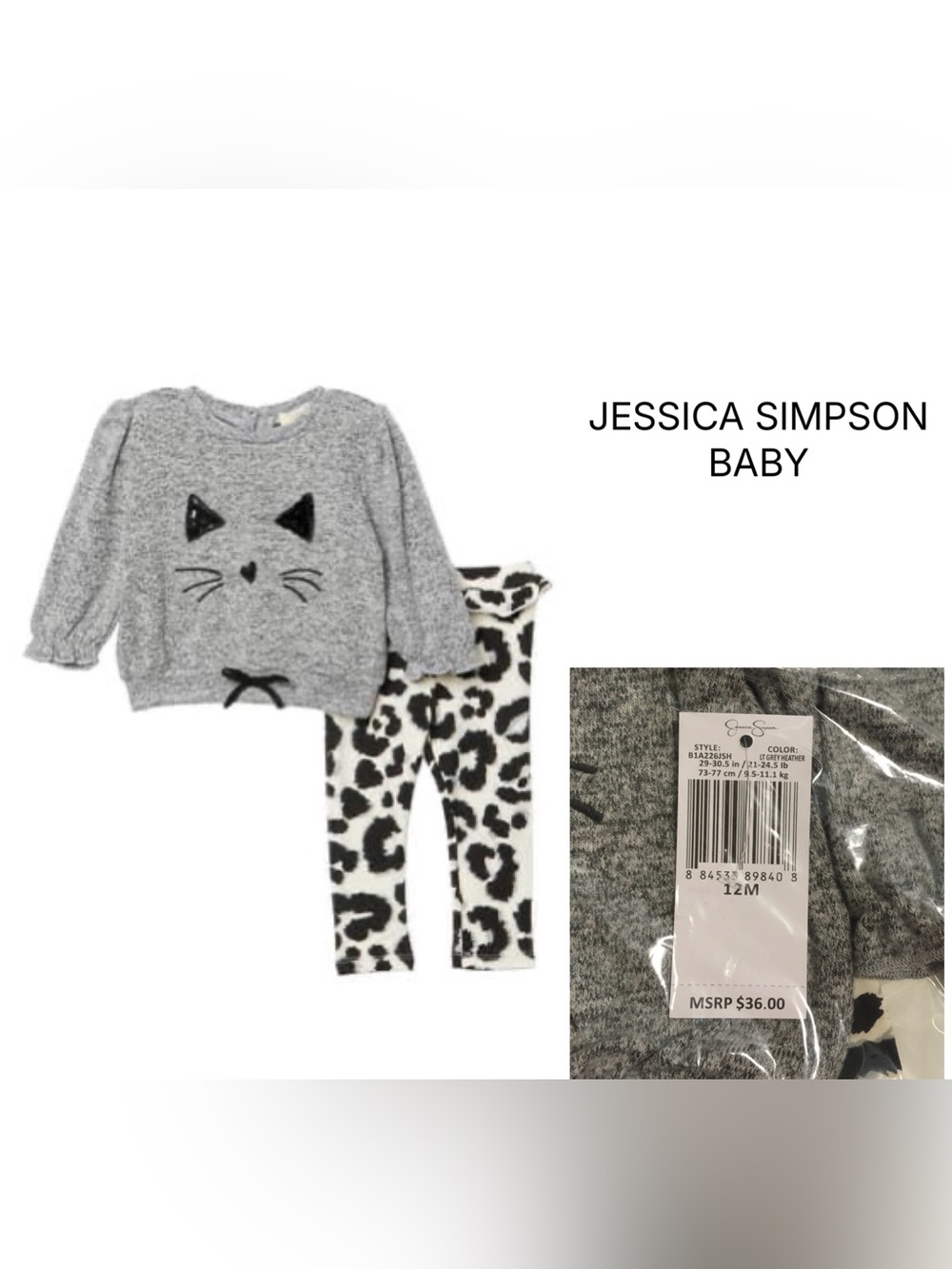 JESSICA SIMPSON BABY - 12M - NWT - 2PC LEOPARD CAT OUTFIT